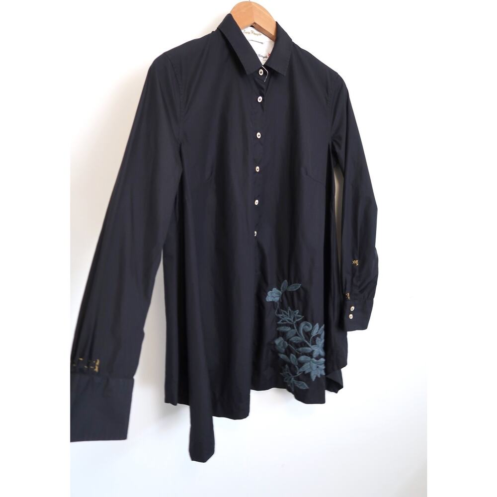 LE SARTE PETTEGOLE Embroidered Cotton Poplin Shirt Tunic Top Cettire 44 M $395